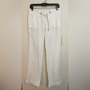 Tommy Hilfiger Women’s 100 % Linen White Relaxed Wide Leg Pockets Sz 6